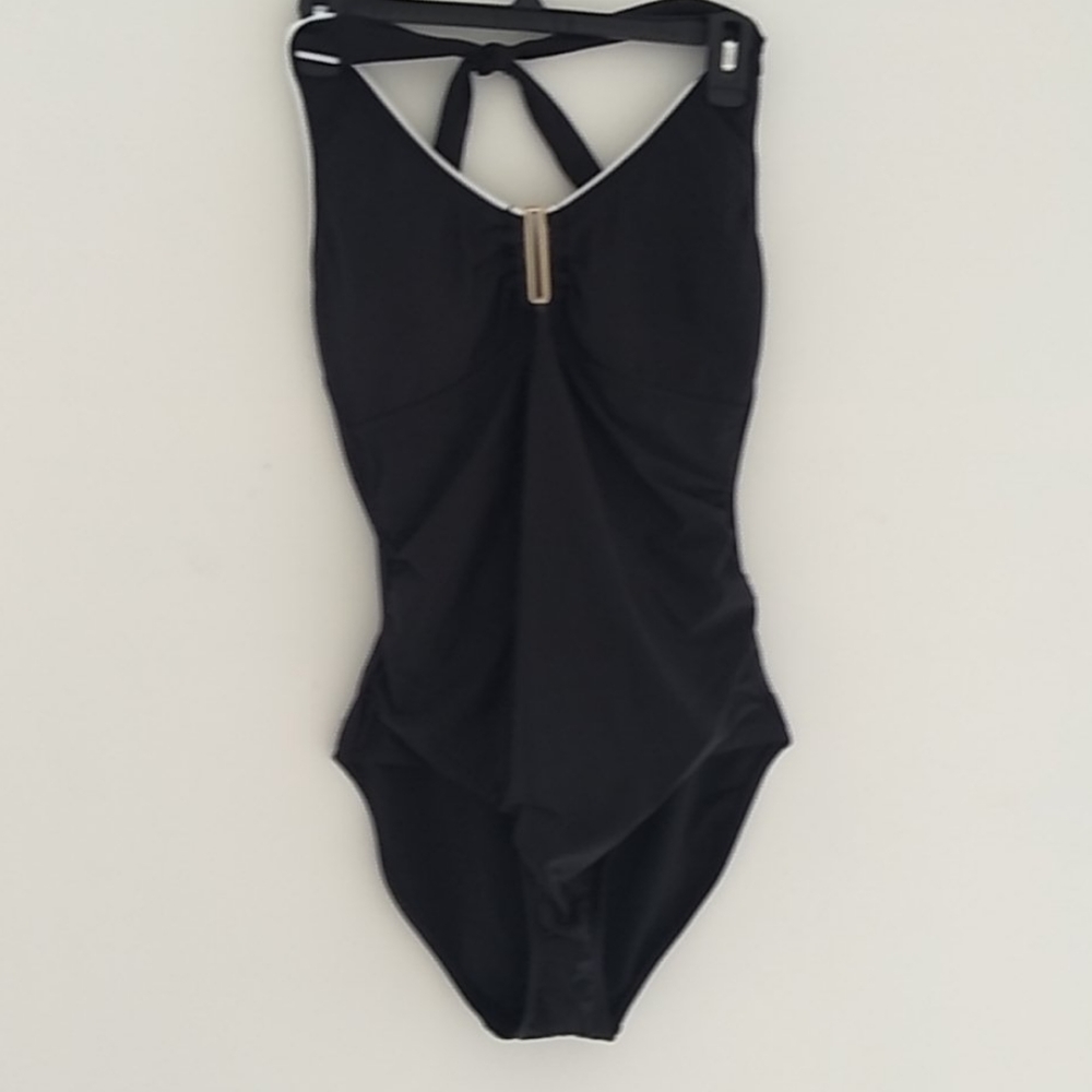Jones New York black halter one piece bathing suit